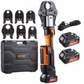 PZ-3240 18V Electric Pipe Crimping Press Tool Kit with 6 VUS Jaws, 32KN Hydraulic Force, Brushless Motor & Dual 4.0Ah Batteries for 1/2"–2" Copper Pipes