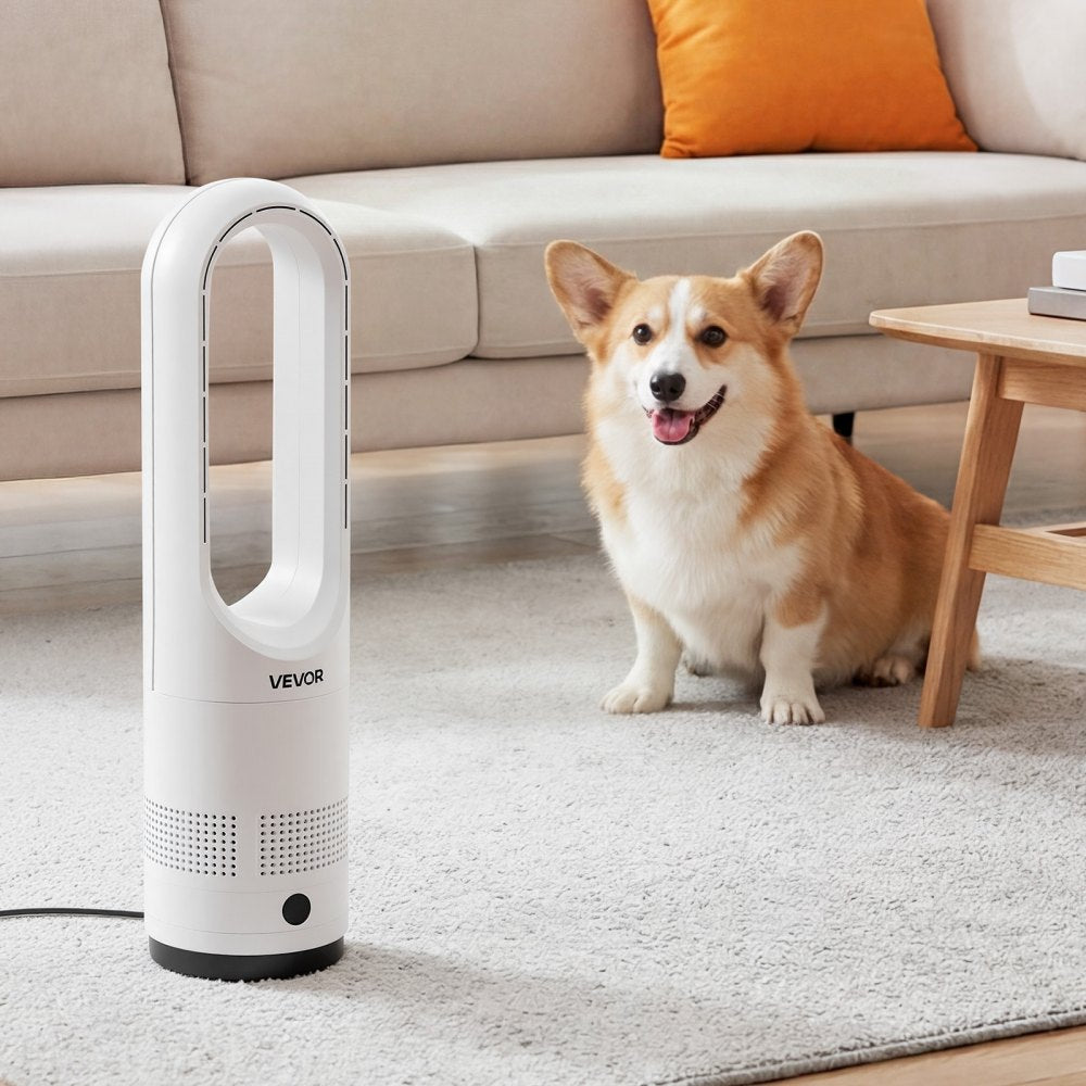 UML-018 Bladeless Tower Fan 20W – 8 Speeds, 80° Oscillation, Remote Control, White