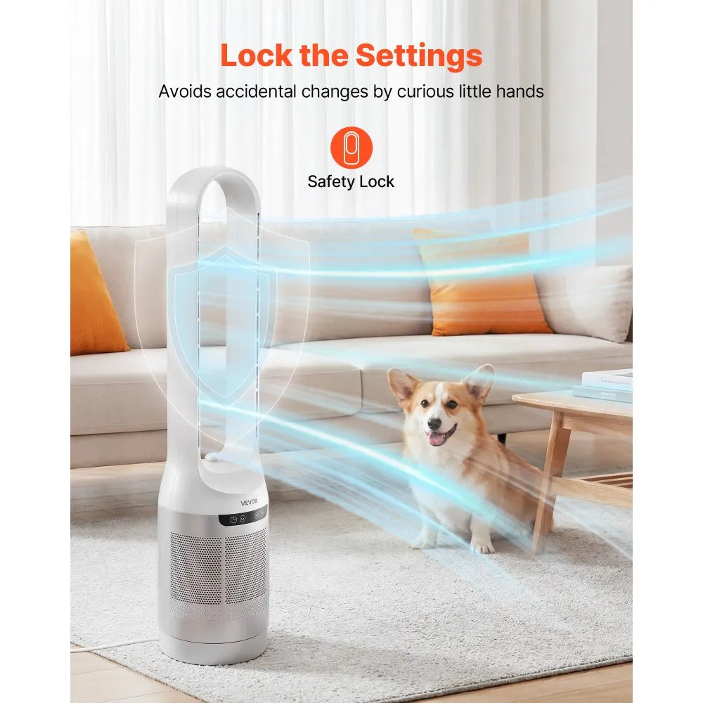 LF1000-01AR Bladeless Tower Fan 40W – 65° Oscillating, 12 Speeds, 4 Modes, Remote Control, White
