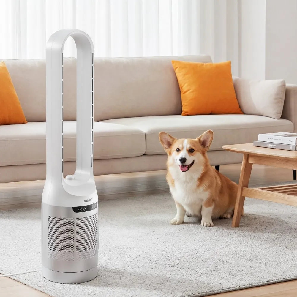 LF1000-01AR Bladeless Tower Fan 40W – 65° Oscillating, 12 Speeds, 4 Modes, Remote Control, White