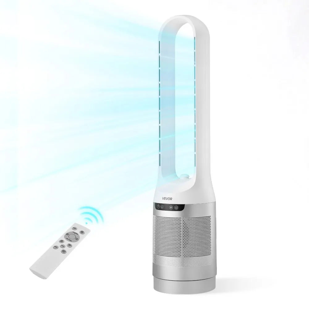 LF1000-01AR Bladeless Tower Fan 40W – 65° Oscillating, 12 Speeds, 4 Modes, Remote Control, White