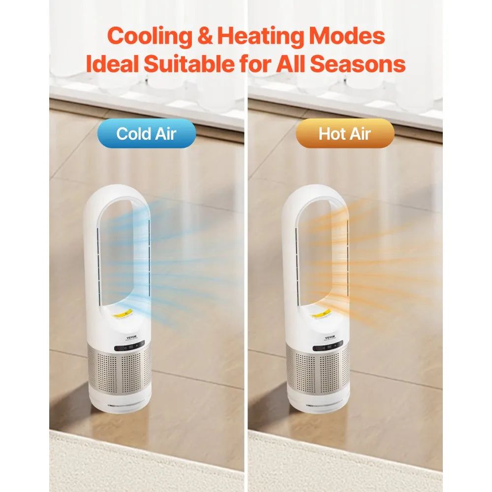 UML-046JR 34" Bladeless Tower Fan with Heater, HEPA Air Purifier, Remote & 8 Speeds