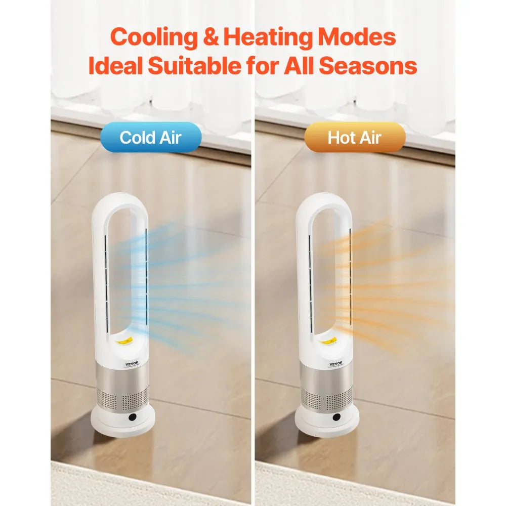 UML-030JR 26" Bladeless Tower Fan with Heating, 8 Speeds, 80° Oscillation, Remote Control, 9H Timer