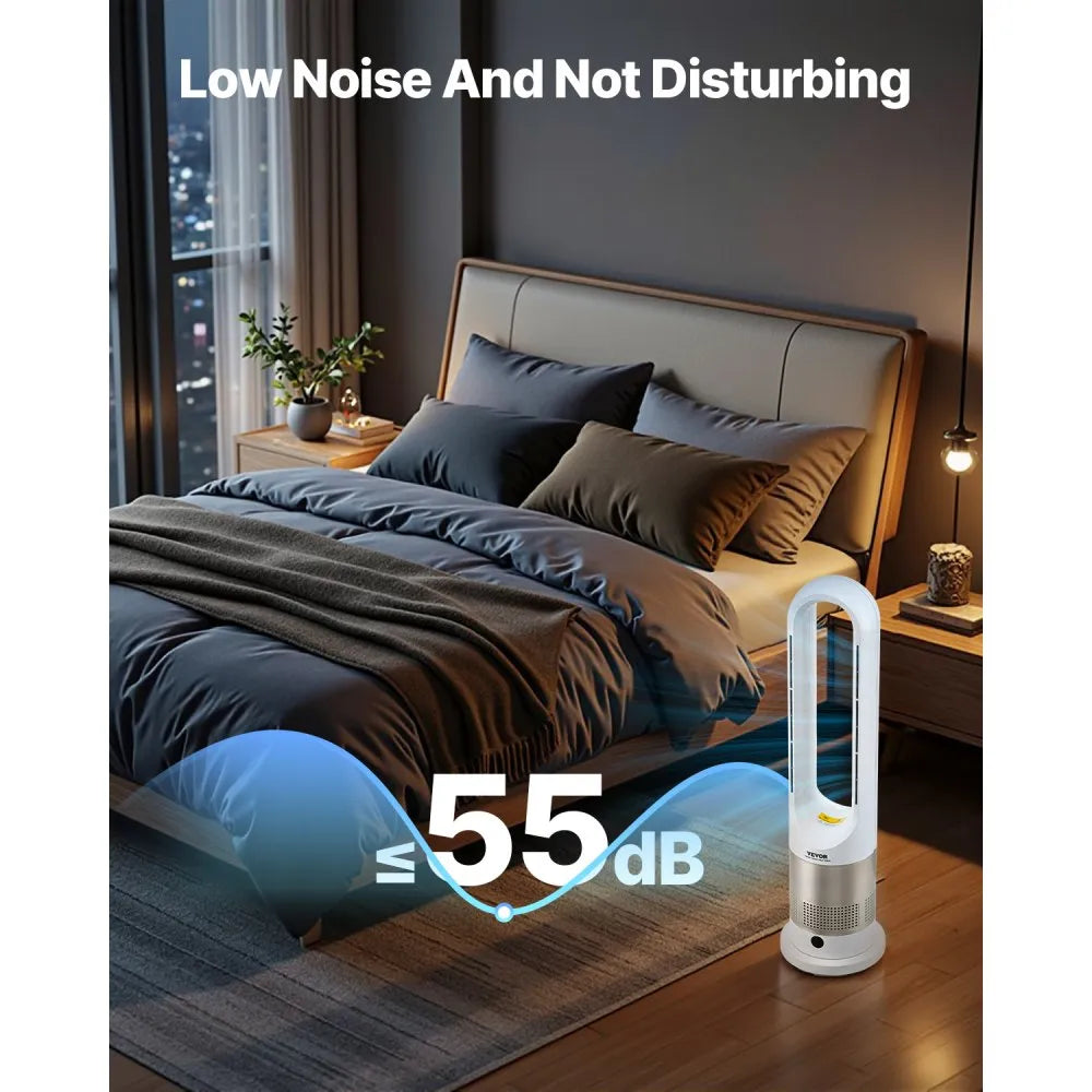 UML-030JR 26" Bladeless Tower Fan with Heating, 8 Speeds, 80° Oscillation, Remote Control, 9H Timer