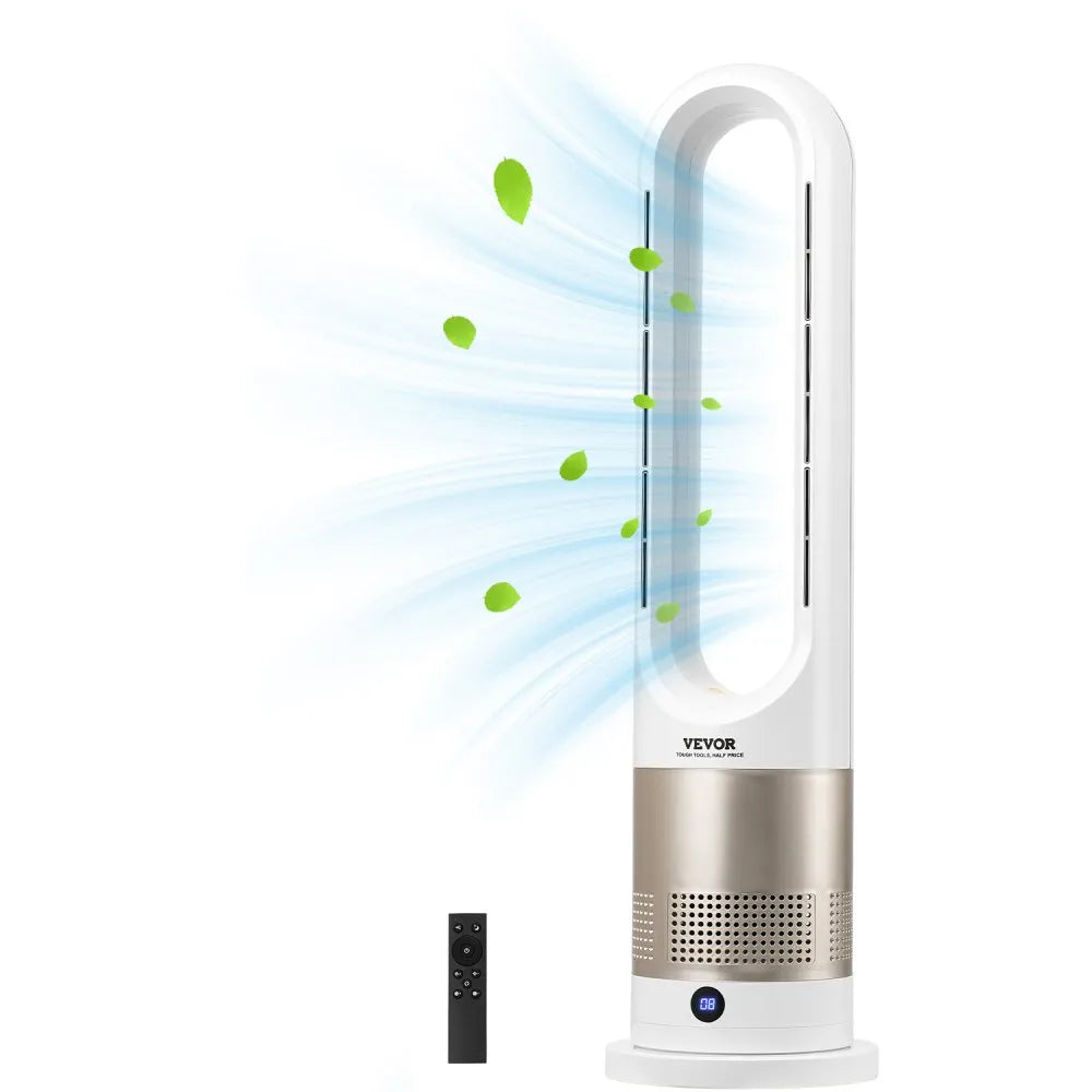 UML-030JR 26" Bladeless Tower Fan with Heating, 8 Speeds, 80° Oscillation, Remote Control, 9H Timer