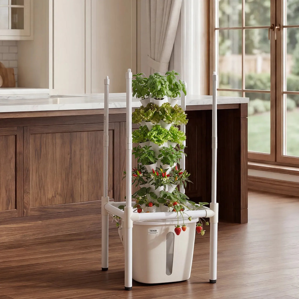 VV2-6C-US 30-Pod 6-Tier Hydroponic Tower Garden with LED Grow Light & App Control