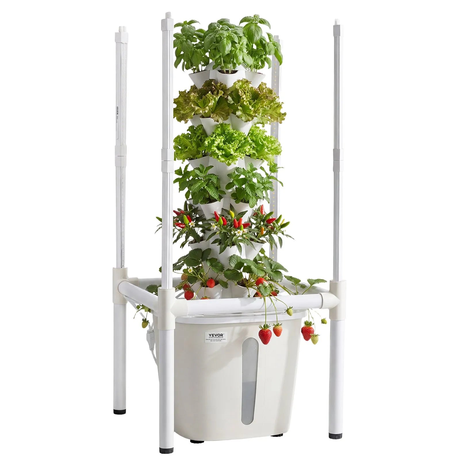 VV2-6C-US 30-Pod 6-Tier Hydroponic Tower Garden with LED Grow Light & App Control