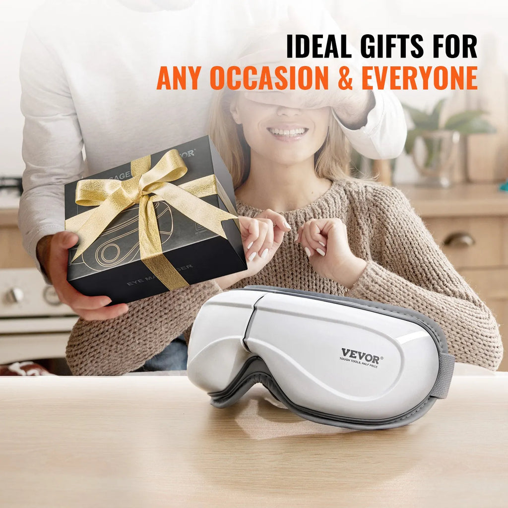 SD-007F Heated Eye Massager with Bluetooth Music – 5 Massage Modes, Foldable, White