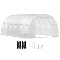 VV-TG-12107WHITE 20 x 10 x 7 ft Walk-in Tunnel Greenhouse with Galvanized Steel Frame, 12 Mesh Windows & 2 Zippered Doors - White