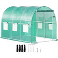 VV-TG-1077GREEN Walk-in Tunnel Greenhouse 9.8 x 6.6 x 6.6 ft, Portable PE Greenhouse with Galvanized Steel Frame, 6 Mesh Windows & Zippered Door, Green