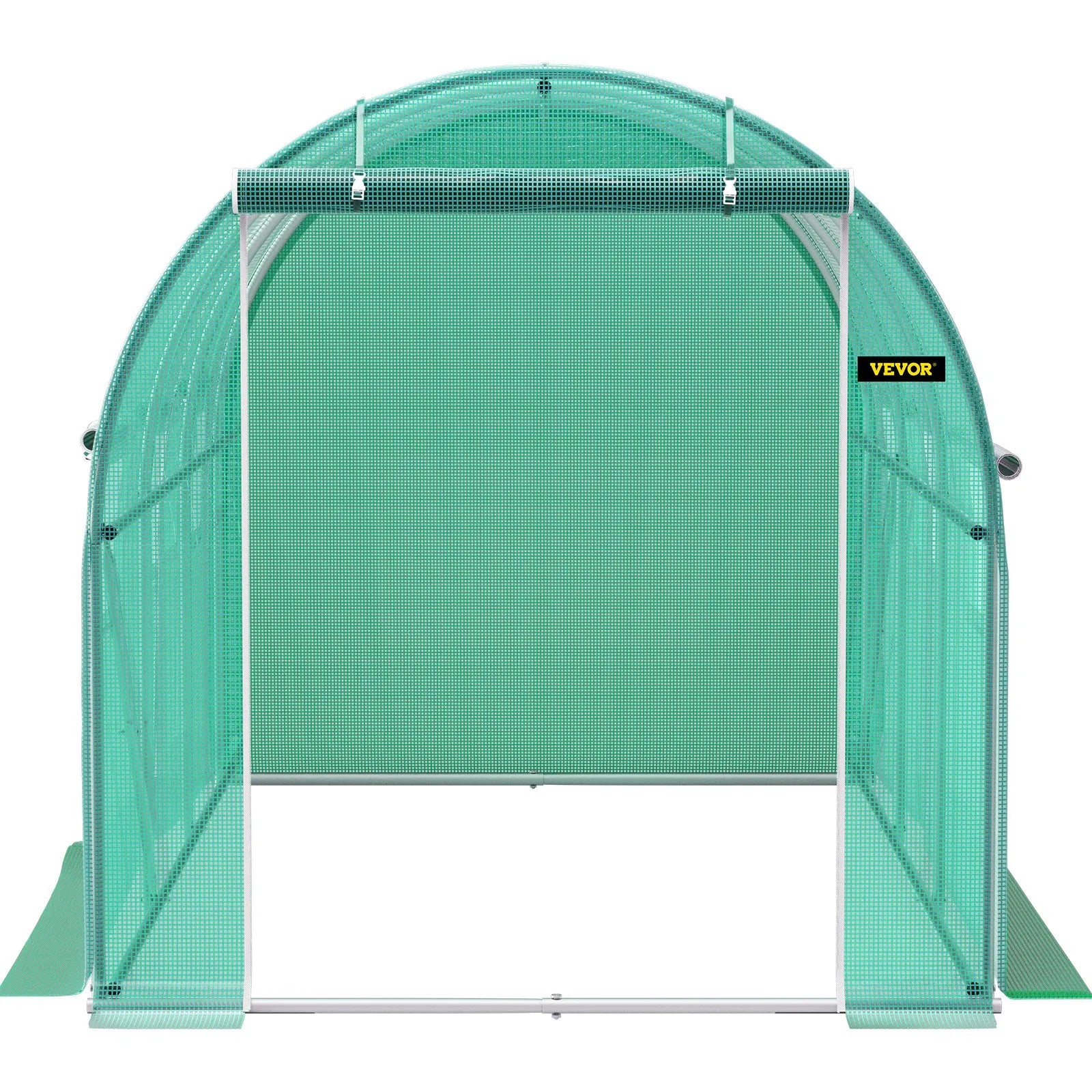 VV-TG-1577GREEN 12 x 7 x 7 ft Walk-In Tunnel Greenhouse with Galvanized Steel Frame, PE Cover, 6 Mesh Windows & Zippered Door - Green