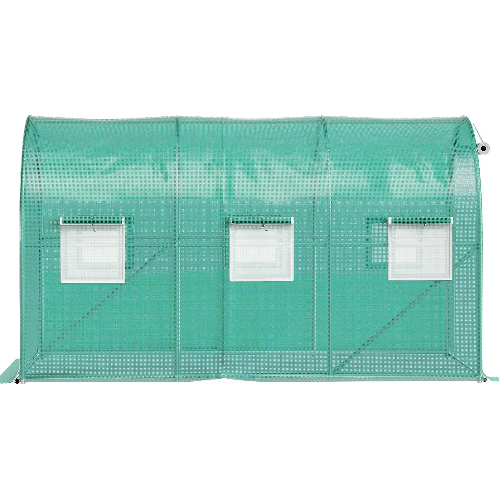 VV-TG-1577GREEN 12 x 7 x 7 ft Walk-In Tunnel Greenhouse with Galvanized Steel Frame, PE Cover, 6 Mesh Windows & Zippered Door - Green