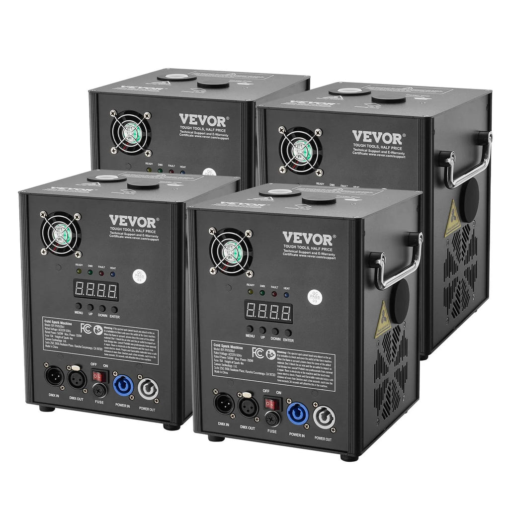 BJY-PHJ500u1 4-Pack 500W Cold Spark Machine Kit with DMX Control, Adjustable 6.6-13ft Spark Effects for Weddings, DJ & Stage Events