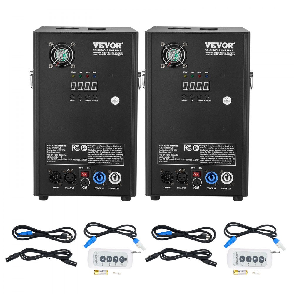 BJY-PHJ700u1 700W Cold Spark Machine 2-Pack, DMX Control, 6.6-16.4ft Adjustable Spark Effect for DJ, Wedding & Stage Events