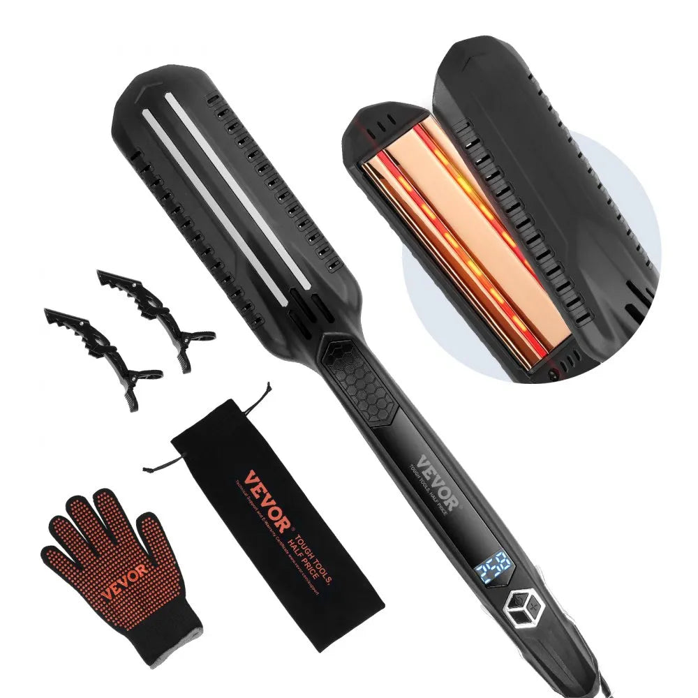 WF066I 1.5" Titanium Hair Straightener Flat Iron with Dual Infrared Heating, LCD Display & 19 Temperature Levels (210°F–450°F)