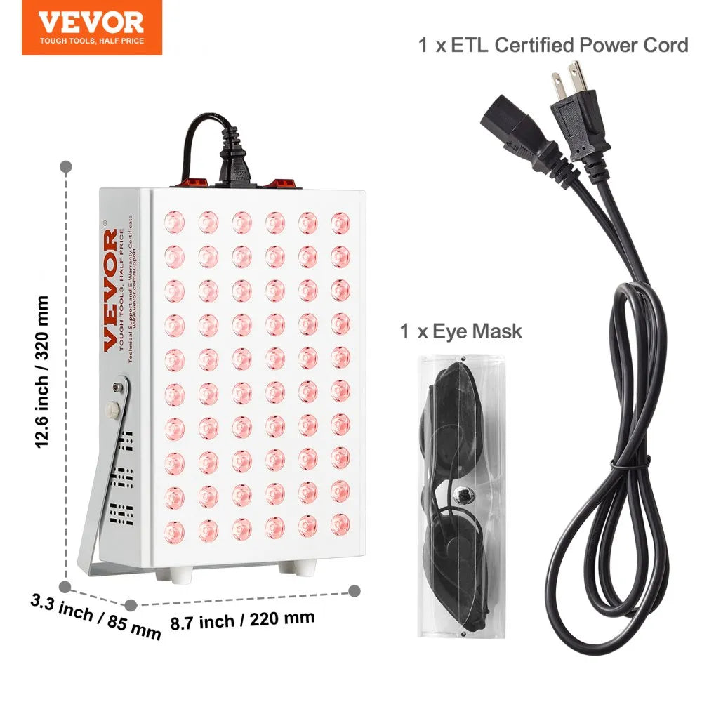 LPL001 80W Red Light Therapy Panel for Body & Face – 60 Dual-Chip LEDs, 660nm Red & 850nm Near Infrared Light