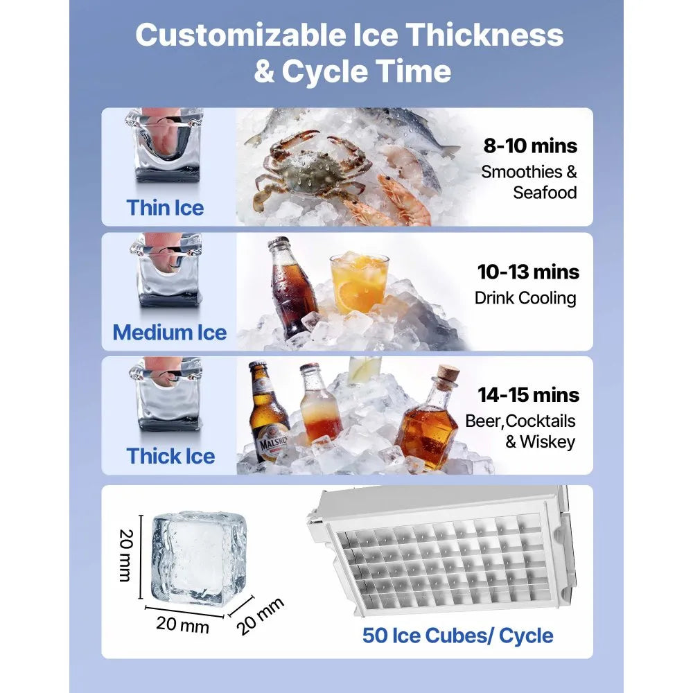 SSX100 Commercial Ice Maker Machine 130 lbs/24H with 30 lbs Storage, Built-In/Freestanding Stainless Steel Ice Machine