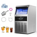 SSX100 Commercial Ice Maker Machine 130 lbs/24H with 30 lbs Storage, Built-In/Freestanding Stainless Steel Ice Machine