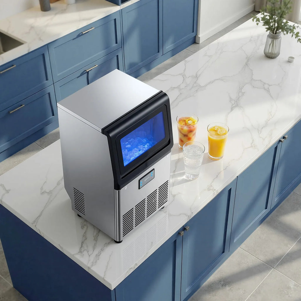 LB70TA Commercial Ice Maker Machine 80 lbs/24H, 13 lbs Storage, Stainless Steel with Self-Cleaning