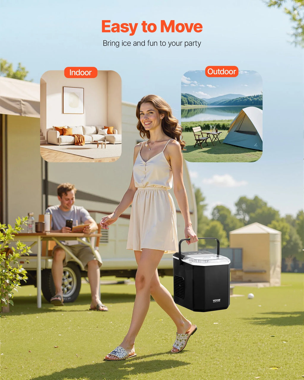 Portable Countertop Ice Maker, 26 lbs/Day, 9 Cubes in 6 Mins, Self-Cleaning, 2 Ice Sizes