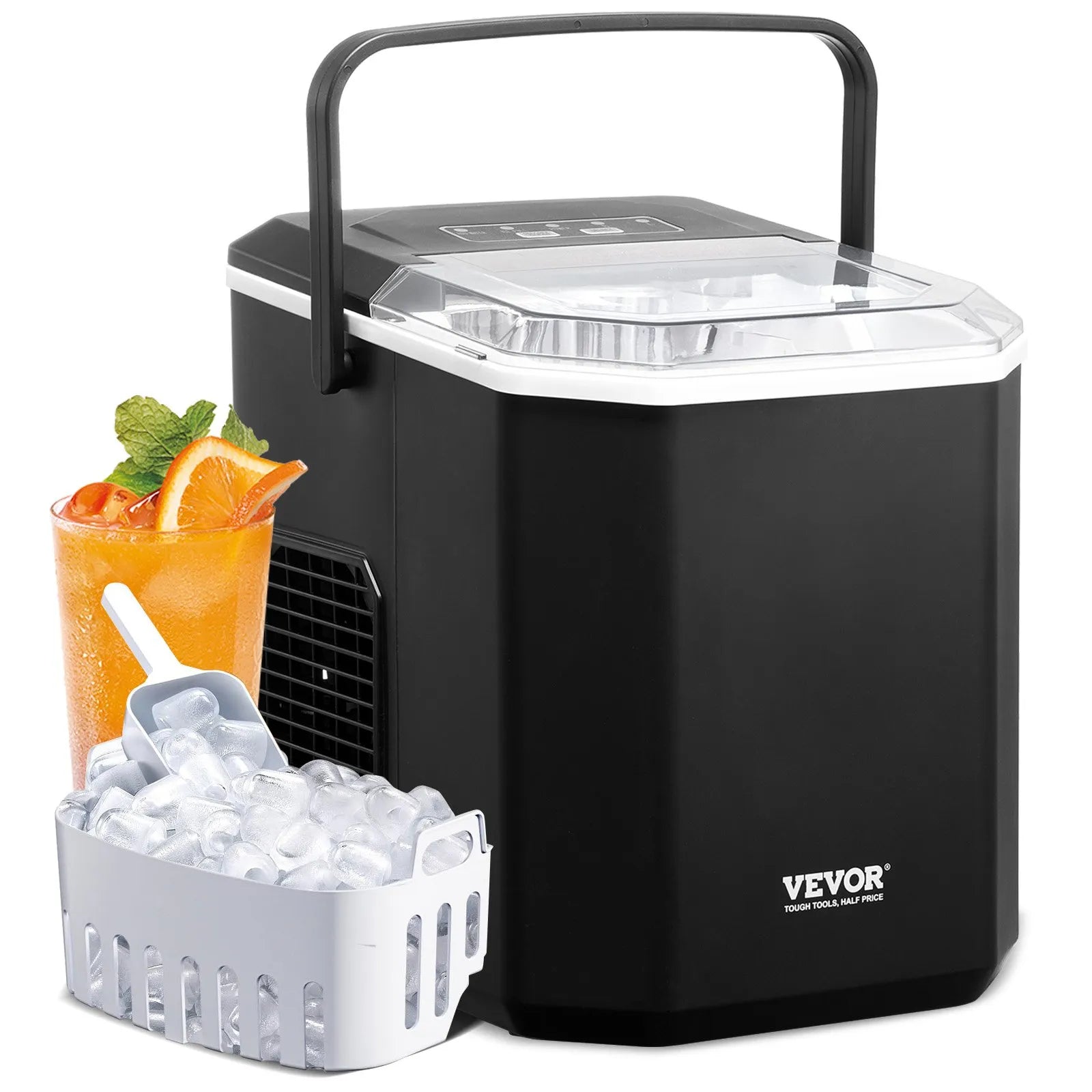 Portable Countertop Ice Maker, 26 lbs/Day, 9 Cubes in 6 Mins, Self-Cleaning, 2 Ice Sizes