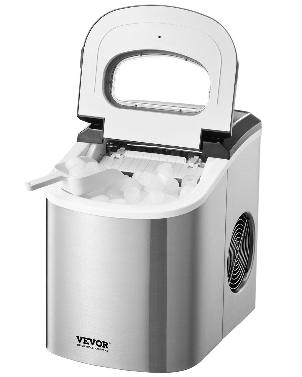 HZB-15SA Portable Countertop Ice Maker, 33Lbs/Day, 9 Cubes in 6 Mins, Self-Cleaning, 2 Ice Sizes