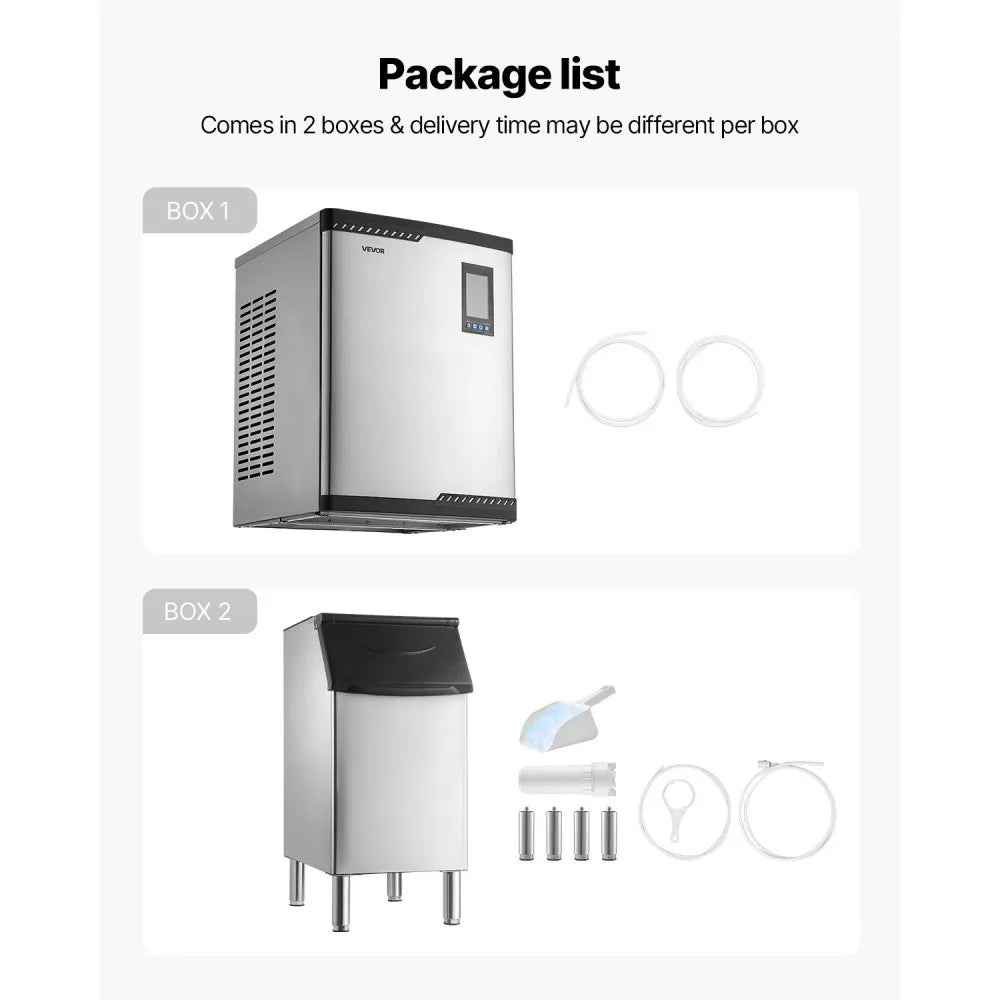 Commercial Ice Maker Machine 800 lbs/24H with 300 lbs Storage Bin, Self-Cleaning, Touchscreen