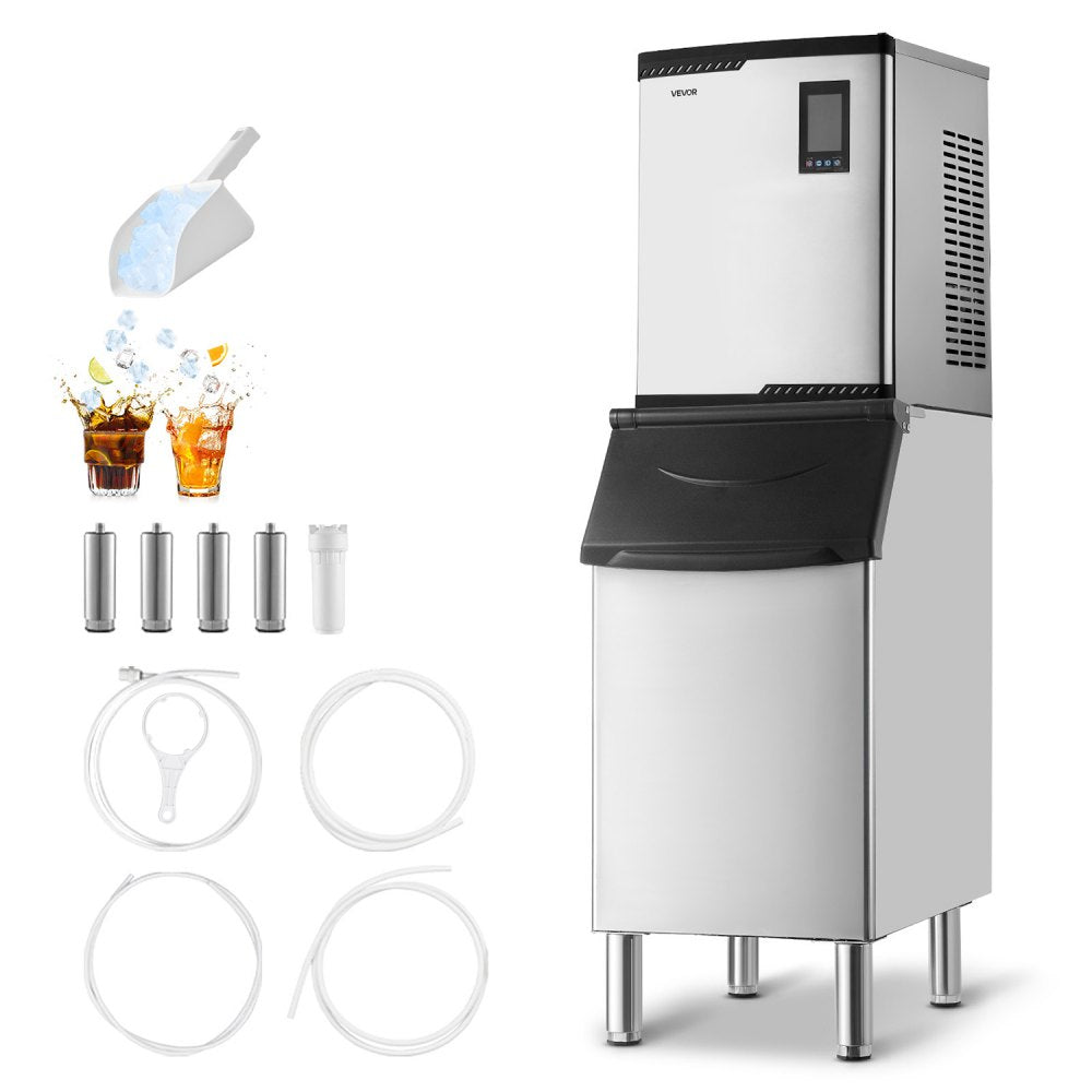 Commercial Ice Maker Machine 800 lbs/24H with 300 lbs Storage Bin, Self-Cleaning, Touchscreen