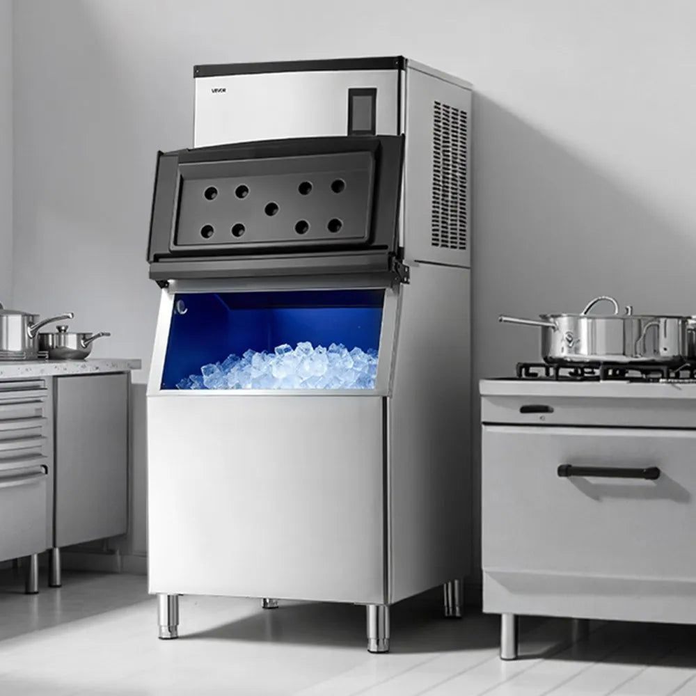 Commercial Ice Maker Machine 1000 lbs/24H with 500 lbs Storage Bin, Stainless Steel, Self-Cleaning Touchscreen