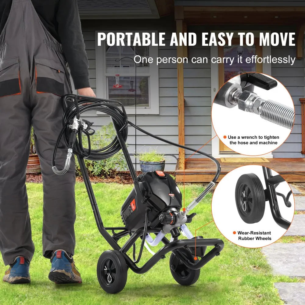 RP8626 Plus 750W Airless Paint Sprayer with Cart, 3000 PSI Electric Paint Sprayer for Interior & Exterior Painting