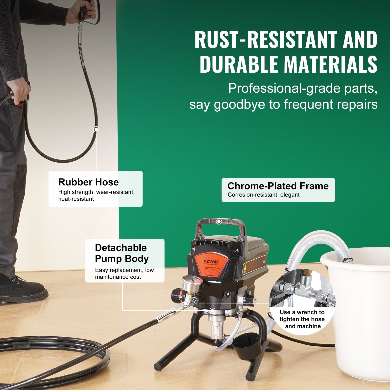 RP8628 950W Stand Airless Paint Sprayer, 3000 PSI Electric Paint Sprayer with 50 ft Hose for Interior & Exterior Painting