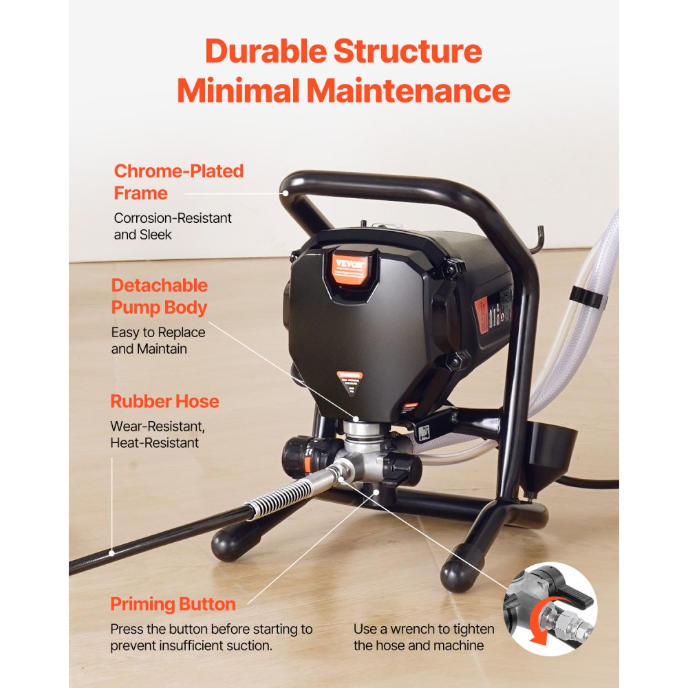 RP8626 750W Airless Paint Sprayer 3000 PSI with 25 ft Hose for Interior & Exterior Painting