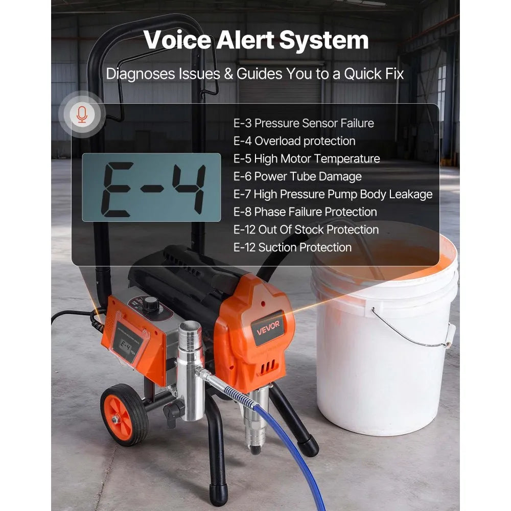 TA-5900 Stand Airless Paint Sprayer 1500W, 3300 PSI High Pressure Electric Paint Sprayer with Cart, 50 ft Hose & 5 Nozzles for Large Painting Projects