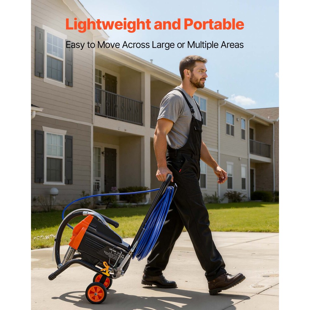 TA-5900 Stand Airless Paint Sprayer 1500W, 3300 PSI High Pressure Electric Paint Sprayer with Cart, 50 ft Hose & 5 Nozzles for Large Painting Projects