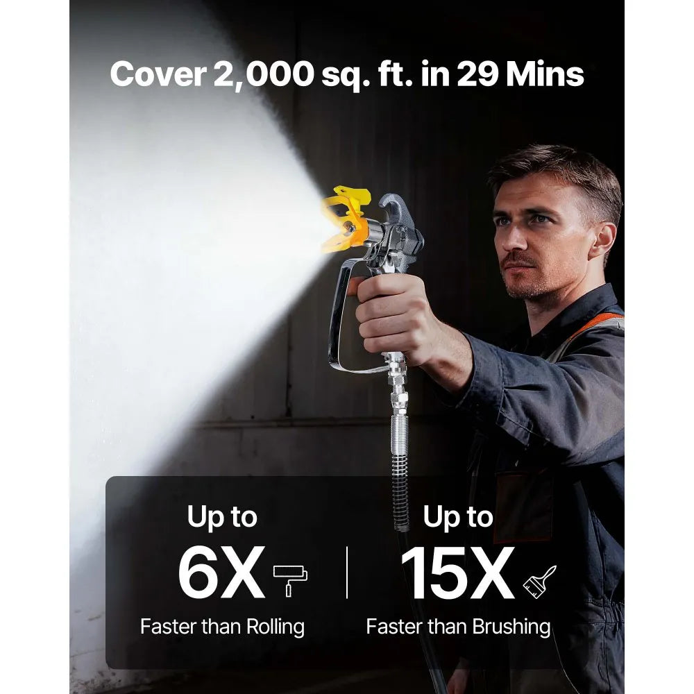 190C 900W Stand Airless Paint Sprayer, 3300 PSI High Pressure Electric Paint Sprayer with 50 ft Hose & Extension Pole for Interior & Exterior Painting