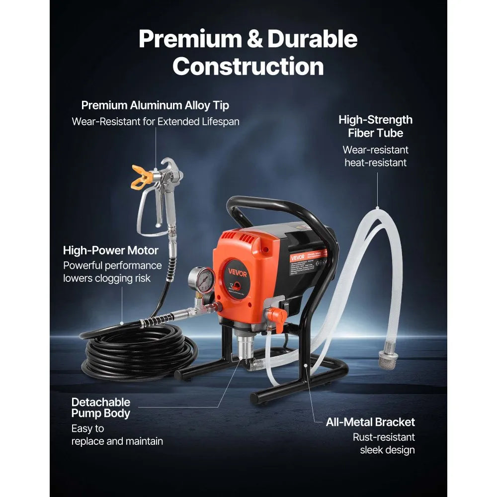 190C 900W Stand Airless Paint Sprayer, 3300 PSI High Pressure Electric Paint Sprayer with 50 ft Hose & Extension Pole for Interior & Exterior Painting