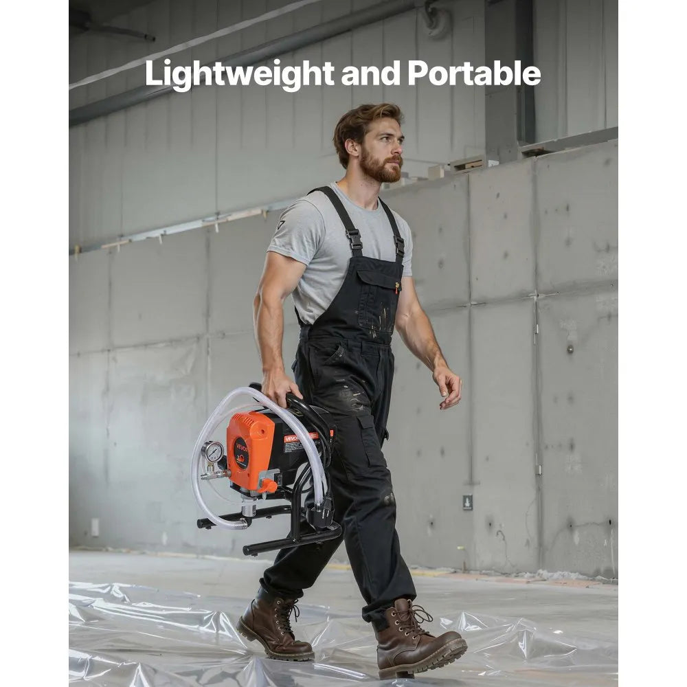 190C 900W Stand Airless Paint Sprayer, 3300 PSI High Pressure Electric Paint Sprayer with 50 ft Hose & Extension Pole for Interior & Exterior Painting