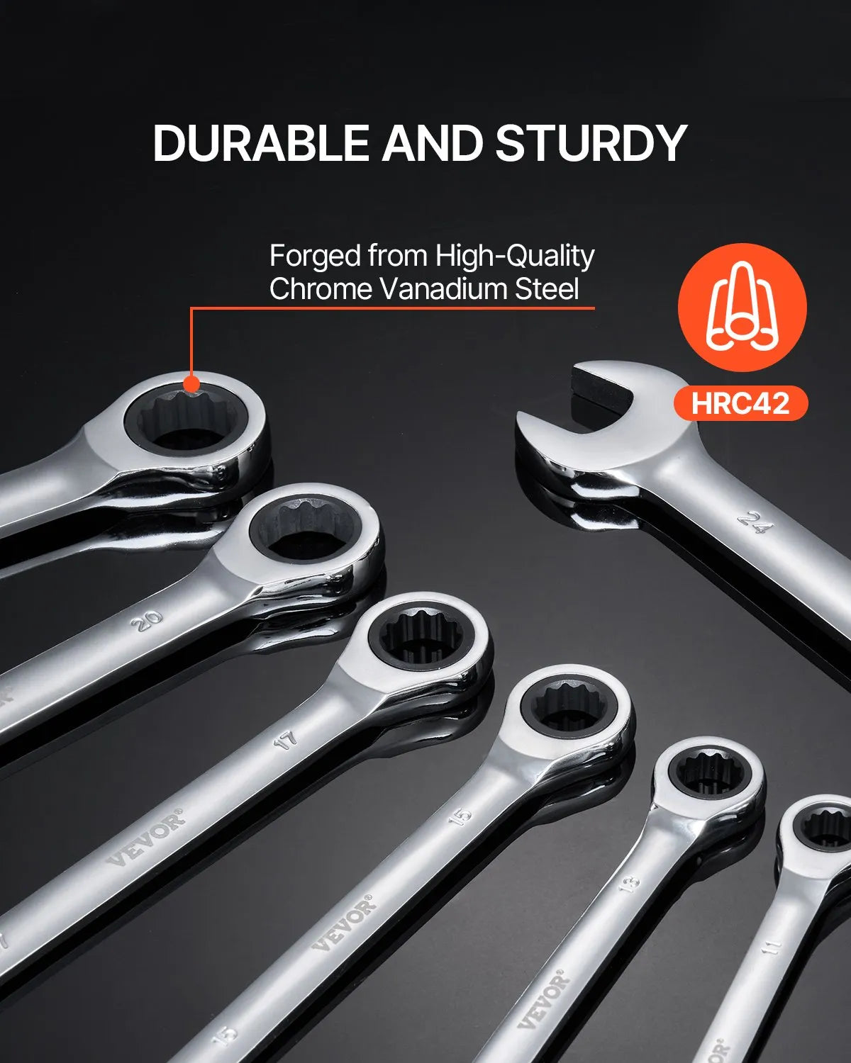30-Piece SAE & Metric Ratcheting Wrench Set with Rack