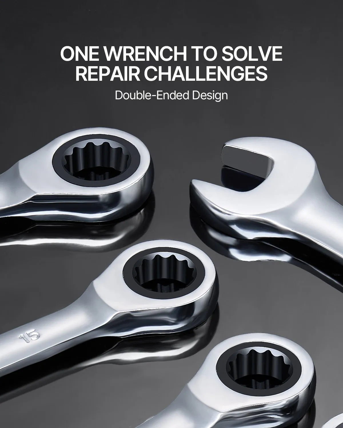 30-Piece SAE & Metric Ratcheting Wrench Set with Rack
