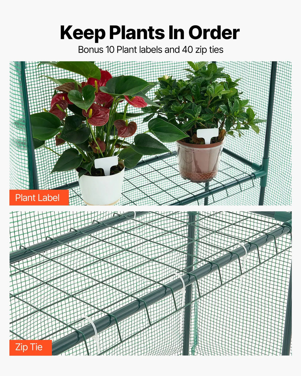 zw_0113 Walk-in Greenhouse 55.5" x 28.3" x 78.7" with PE Cover, 2 Tiers & 4 Shelves, Portable Outdoor Plant Greenhouse