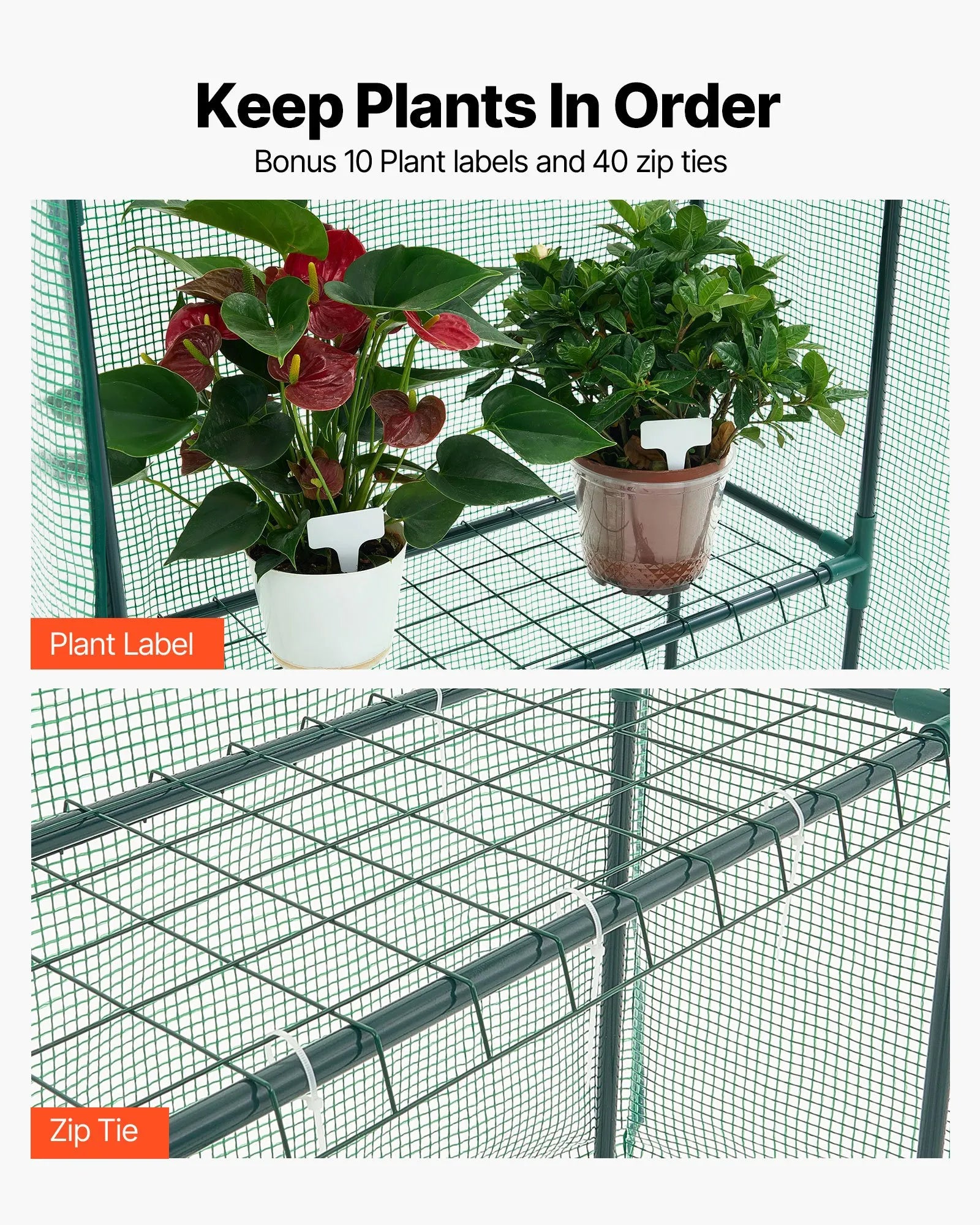zw_0113 Walk-in Greenhouse 55.5" x 28.3" x 78.7" with PE Cover, 2 Tiers & 4 Shelves, Portable Outdoor Plant Greenhouse